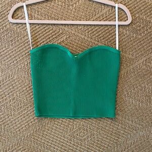 Aritzia ribbed sweetheart neck green tube top in size small!